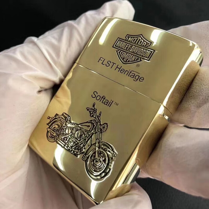 zippo 之宝煤油防风打火机 黄铜雕刻 哈雷标志系列摩托车 男士礼品