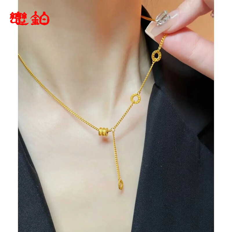 18k金新款黄l金项链女999金小蛮腰吊坠手链路代购 小蛮腰流苏项链