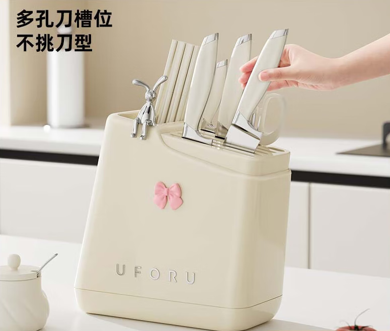 乾弘刀架多功能置物架厨房食品级可沥水塑料刀具筷子一体式刀架收纳架