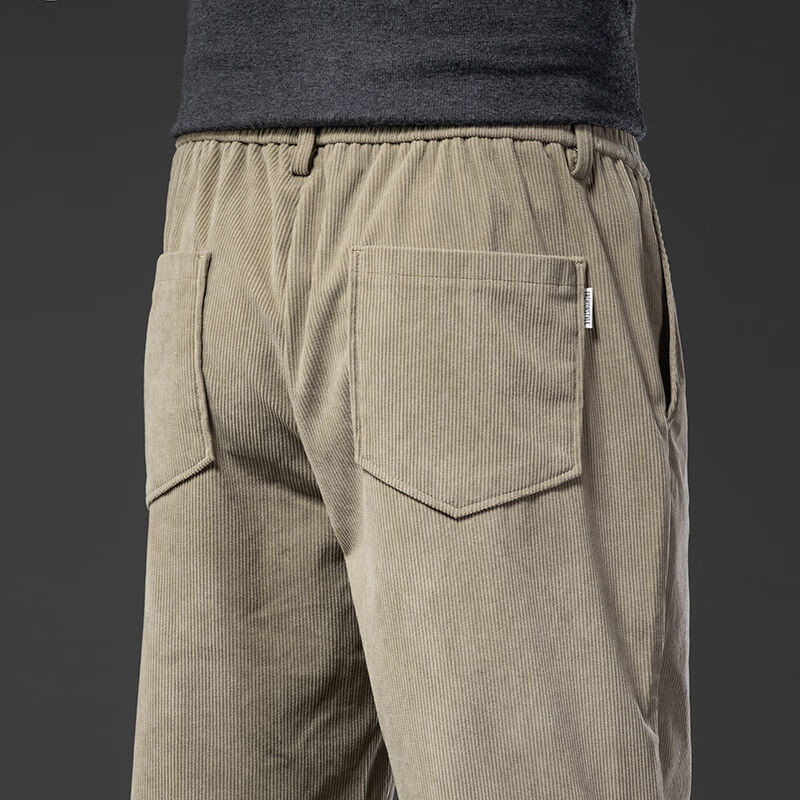 紫策男式开车裤秋冬款休闲灯芯绒长裤裤男秋季松紧腰条绒裤子男士直筒