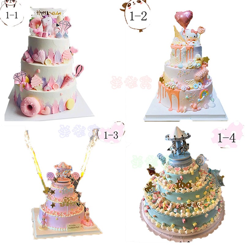 芙滋窝新款水果三层大多层生日蛋糕儿童男女士孩子皇冠祝寿全国同城