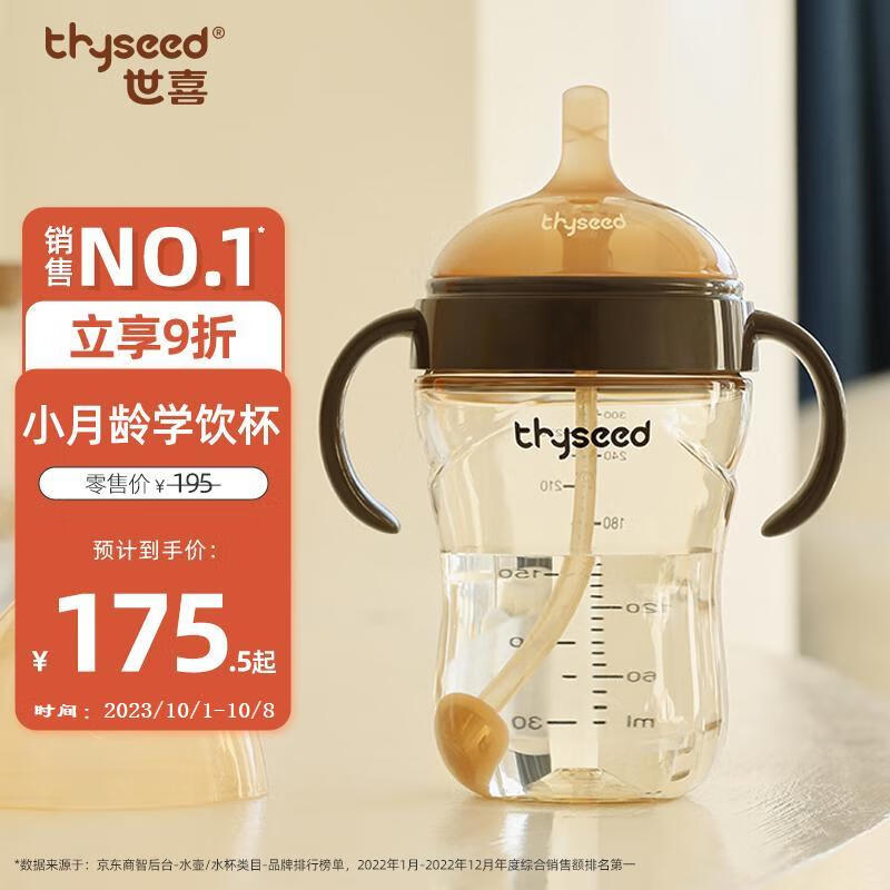 世喜婴儿学饮杯6个月+ 宝宝喝水壶带重力球PPSU瓶牛奶吸管杯夏季300ml高性价比高么？