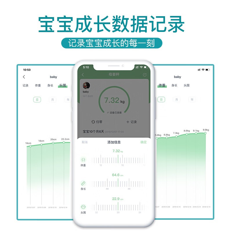 Meilen美乐蓝牙智能婴儿秤体重秤母婴秤高精准称重电子秤新生儿婴儿宠物儿童身高宝宝秤孕妈妈减肥礼品 白色智能APP蓝牙款