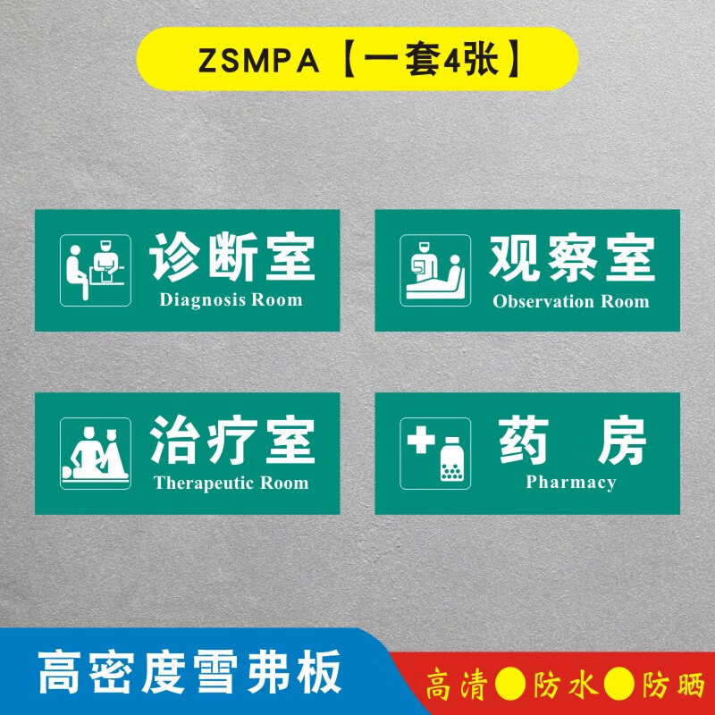 全套 医院诊所门牌科室牌治疗室诊断室观察室药房注射 zsmpa 30x12cm