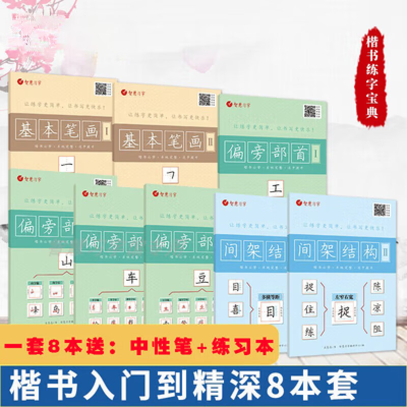 简小知硬笔书法慧志硬笔书法楷书练字帖中小学生成年基本入门笔 套8本