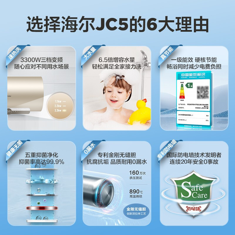 海尔EC6002-JC5电热水器怎么样？安全可靠的家用热水器