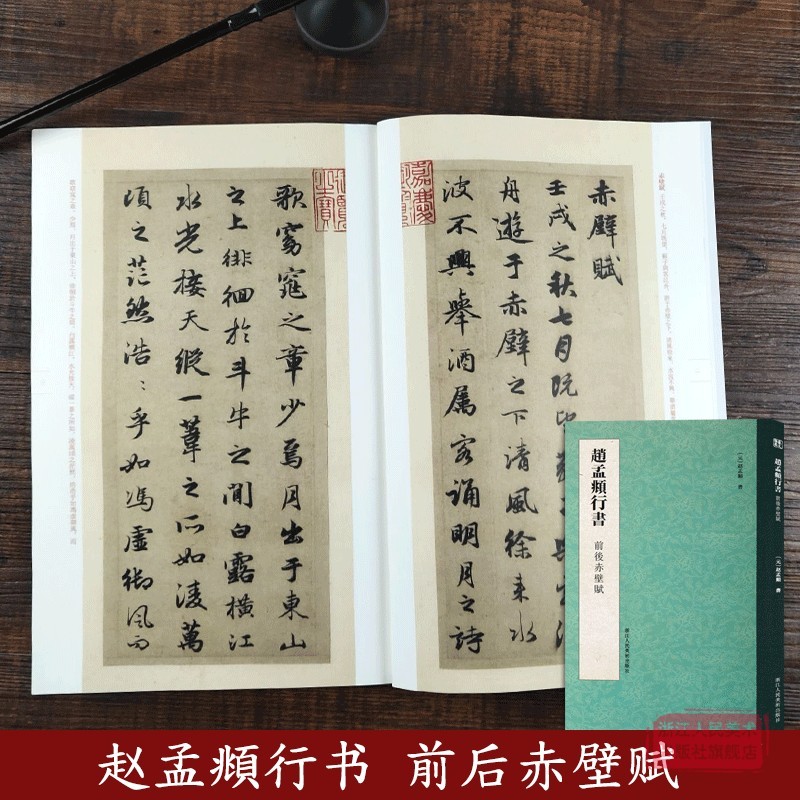 赵孟頫行书前后赤壁赋 彩色高清原碑帖简体旁注 赵孟俯行书毛笔书法字帖简体中文旁注临摹鉴赏正版图书籍浙江人民美术出版社图书籍