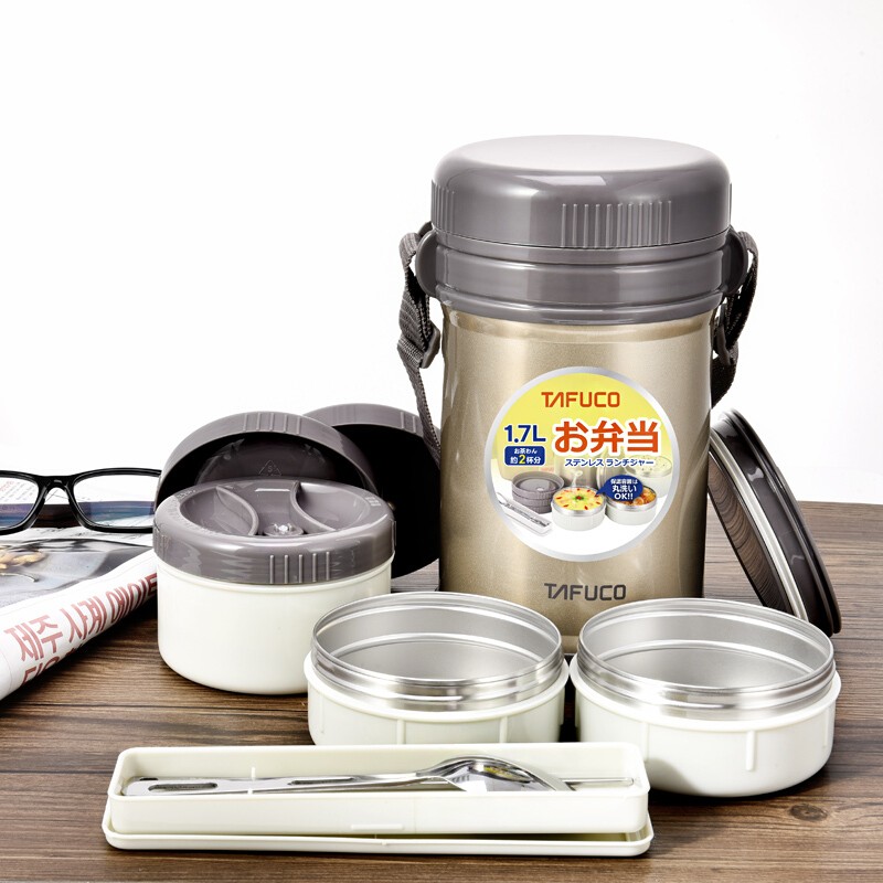 tafuco日本品牌不锈钢保温饭盒保温便当盒真空学生带饭大容量保温饭盒