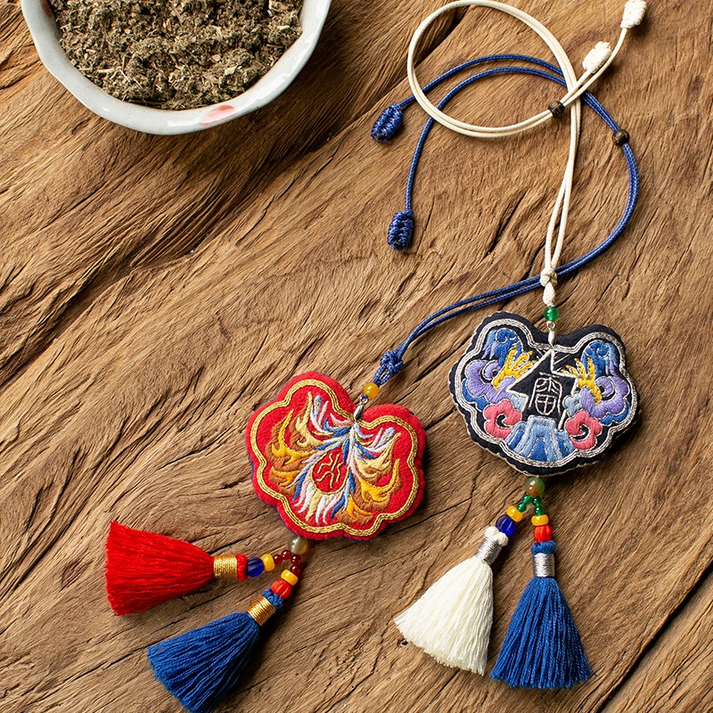 王的手創(chuàng)端午節(jié)平安符手工刺繡diy材料包新手自繡護(hù)身符香包荷包 雷火雙神材料包（繡繃x1）