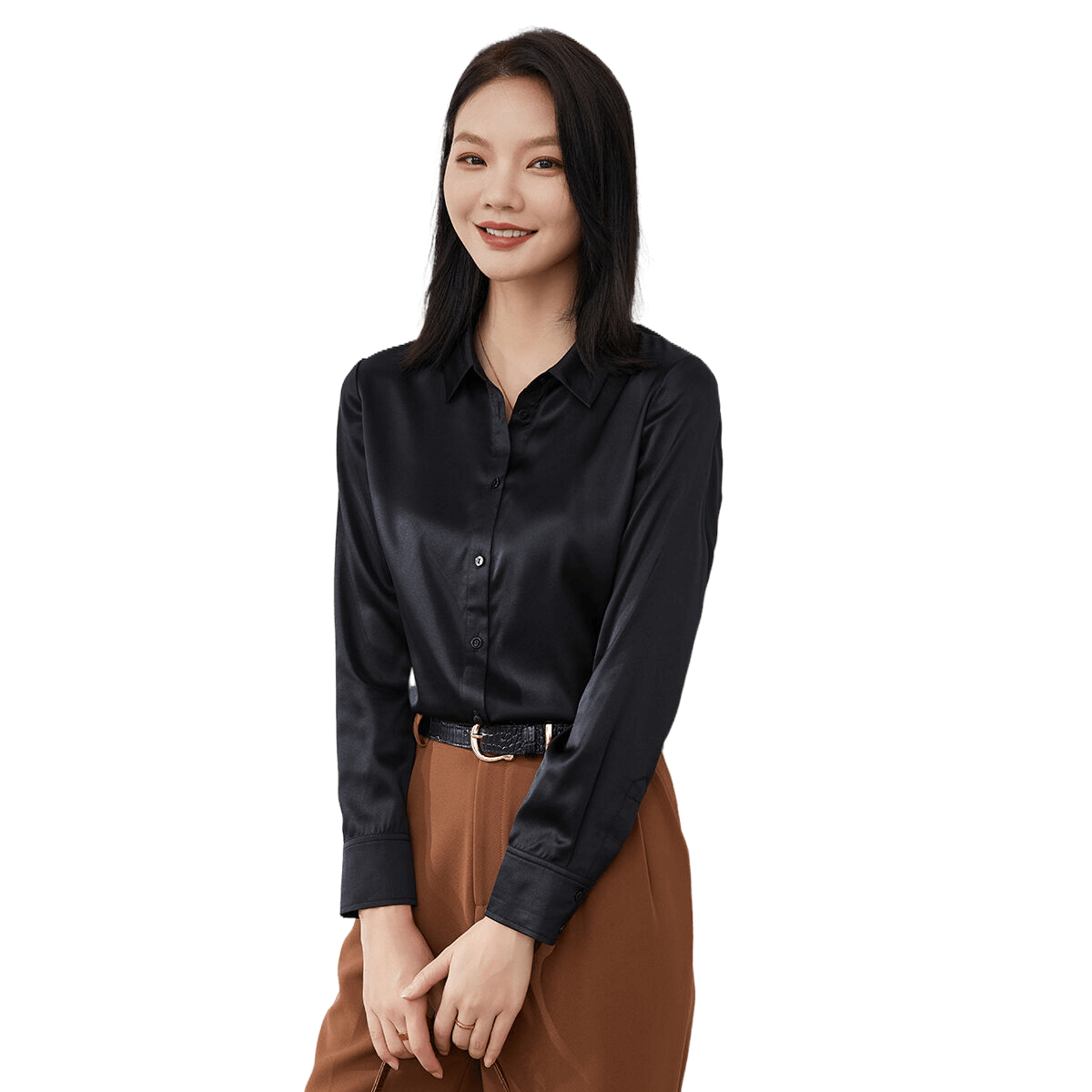 金菊【職場BI備單品】桑蠶絲上衣25春夏新款彈力雙喬真絲百搭女式襯衫