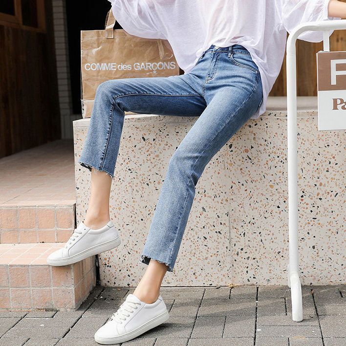 txschif小个子牛仔裤女150八1分裤高腰直筒七1分裤2024年新款八分宽松