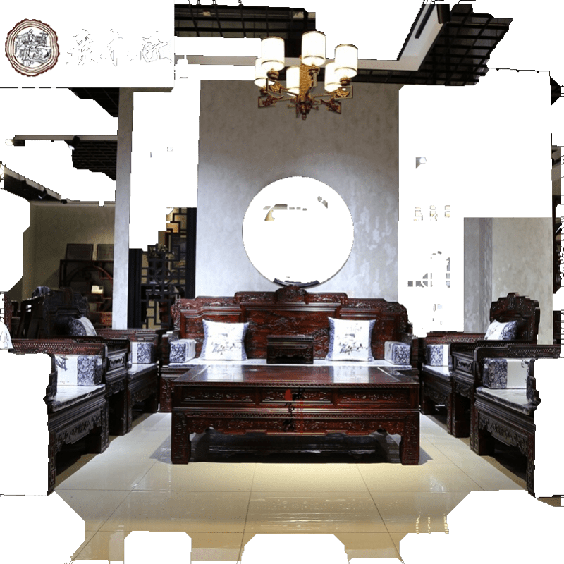 质木匠 红木家具 印尼黑酸枝（学名：阔叶黄檀）国标中式实木沙发 汉宫沙发精雕山水沙发组合 带证书 非洲木11件套 组合