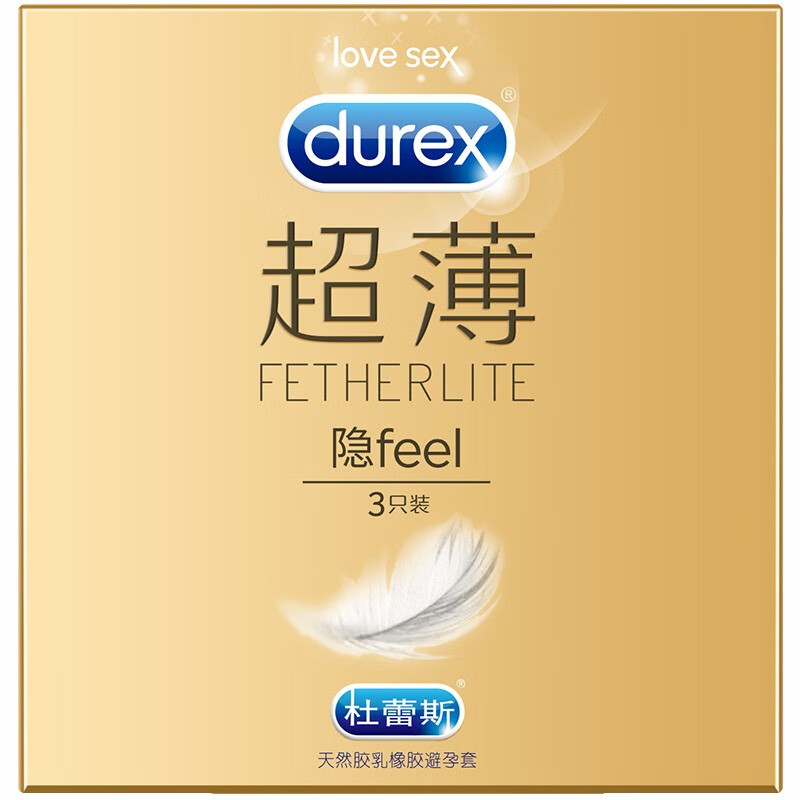durex杜雷斯 超薄3只装 天然胶乳橡胶避孕套 薄隐feel 3只装 1盒