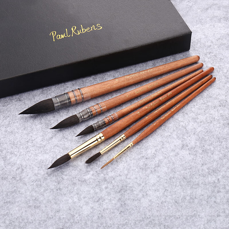 魯本斯 水彩筆 紅胖子粉胖子水彩畫筆固體水彩顏料畫筆毛筆 L66畫筆套裝(6支裝)