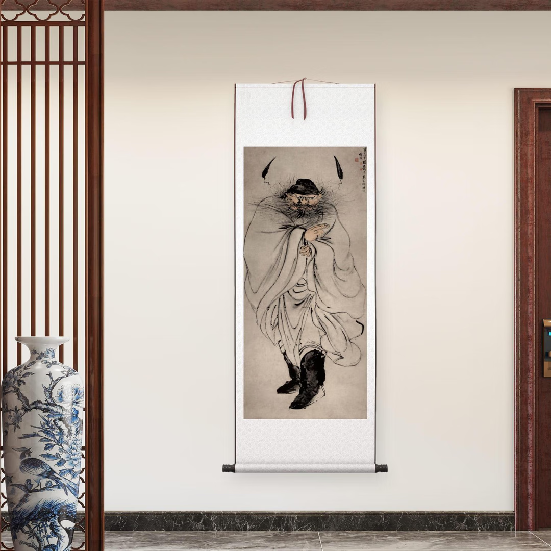 清代高其佩《怒容钟馗图》客厅钟馗挂画钟馗捉鬼高清微喷复制国画 怒