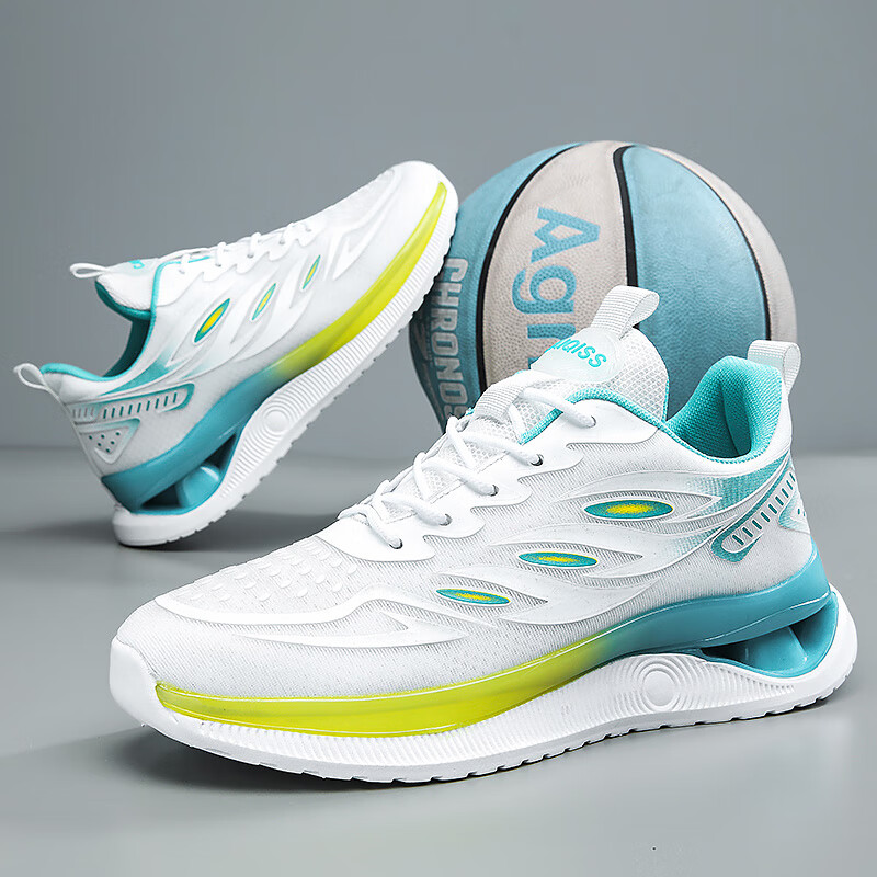 361官方男鞋夏季透气飞织网面青少年休闲运动初中生减震跑nike 白冰蓝