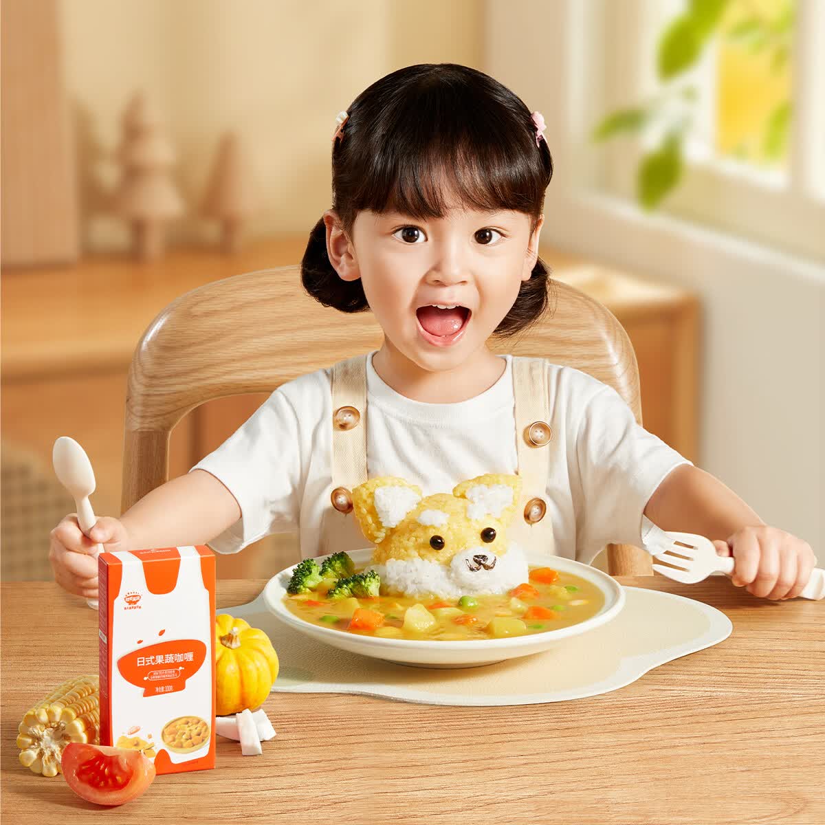 秋田满满果蔬儿童咖喱块咖喱不辣鲜甜拌饭添加料调味酱黄咖喱粉调味日式无 日式果蔬咖喱100g*2