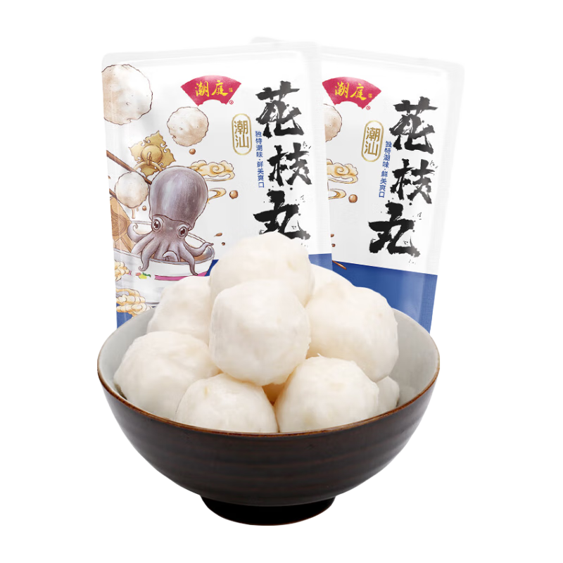 潮庭【85元任選4件】正宗潮汕火鍋食材 空氣炸鍋燒烤麻辣燙關(guān)東煮 花枝丸250g