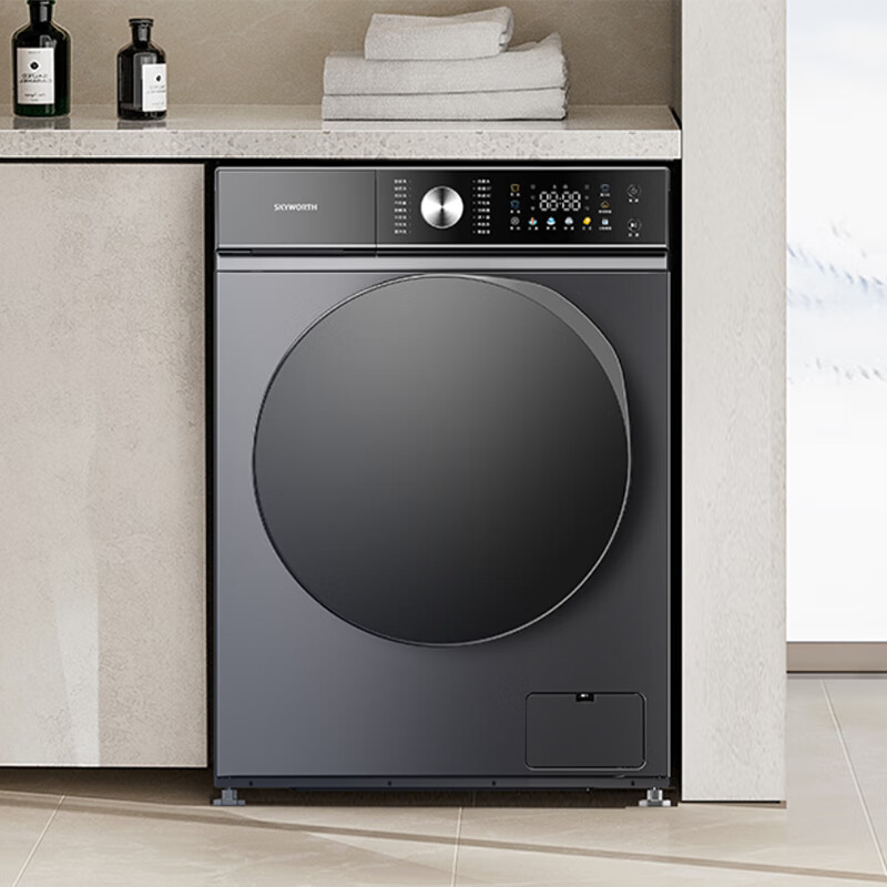 创维（Skyworth）先锋系列10KG单洗滚筒洗衣机 DD直驱变频电机 超薄大筒径 银离子杀菌  F1067KD钛金灰