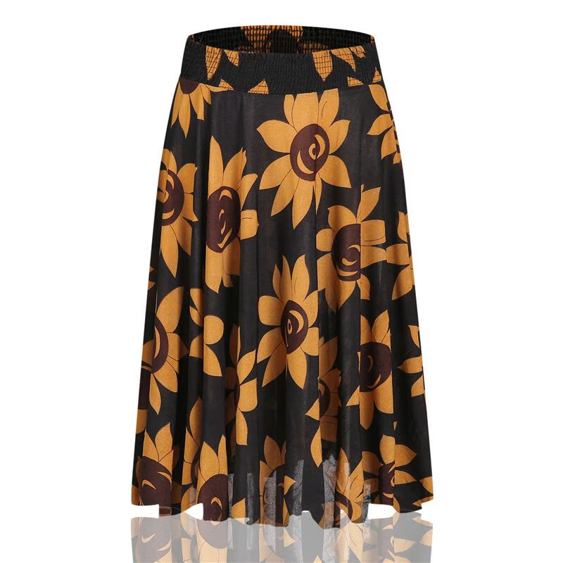 女装牛奶丝中裙妈装松紧腰半截裙子 4 均码(长60厘米腰围1尺8-3尺)