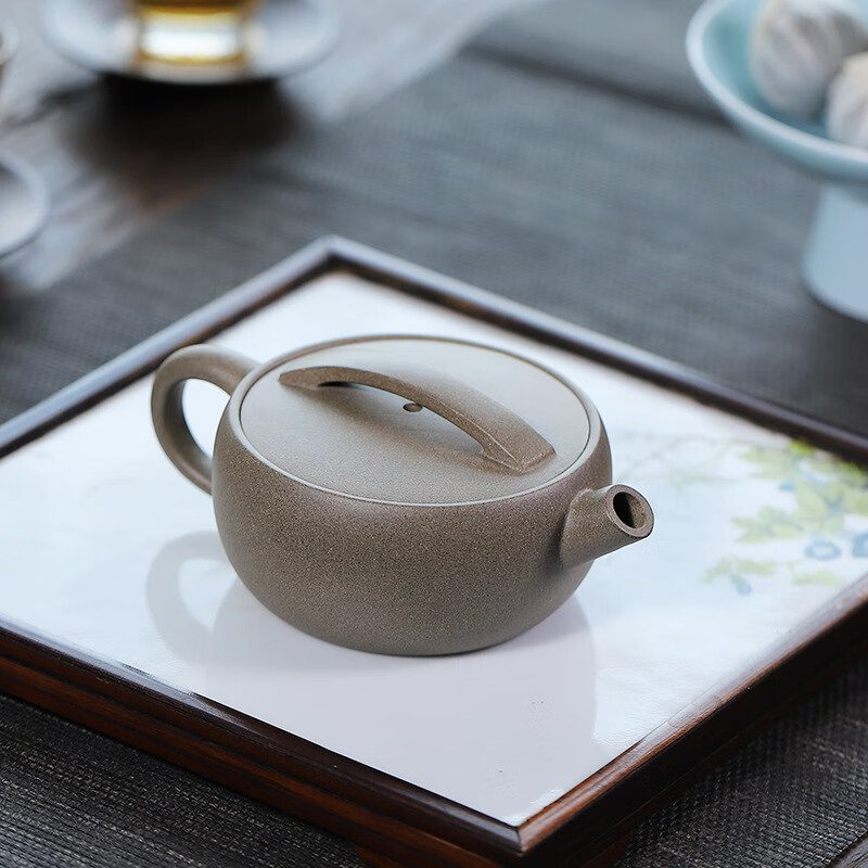 妙普乐宜兴汉瓦紫砂壶 宜兴汉瓦原矿青灰段泥名家纯全手工茶具 青段汉