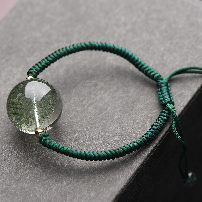 宫艳 绿幽灵水晶手链送女友财运珠大颗粒千层山聚宝盆女送老婆编织绳