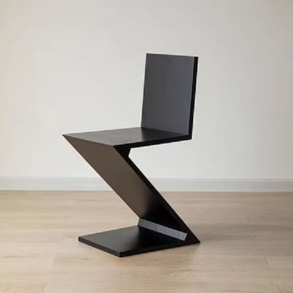 波士芬中古椅子复刻设计师款餐椅创意实木靠背凳z字 黑色