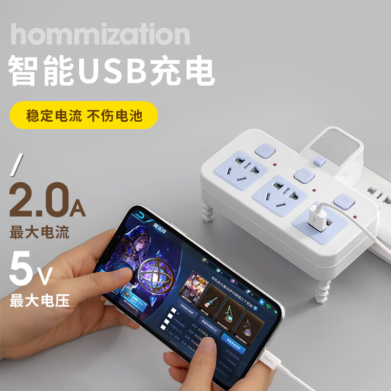 公牛王(BULL RUN)插座转换器一转多六插位家用插排插板带夜灯多功能带usb手机充电 二位 不带USB 带夜灯