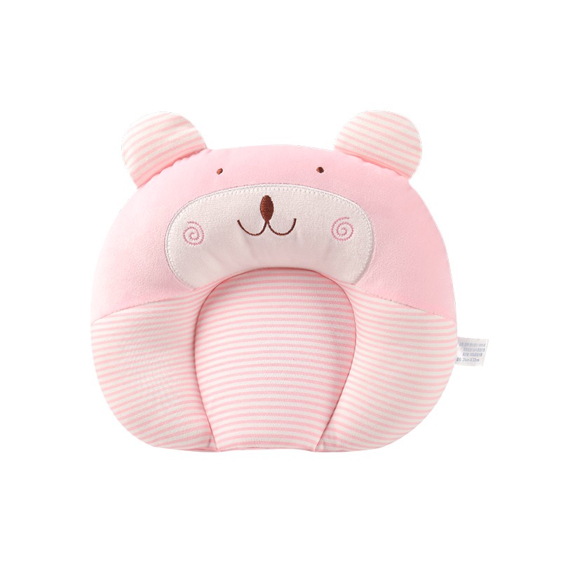 婴儿定型枕防偏头枕头透气纠正头型矫正偏头0-1岁新生儿宝宝四季 笑脸鼠粉色