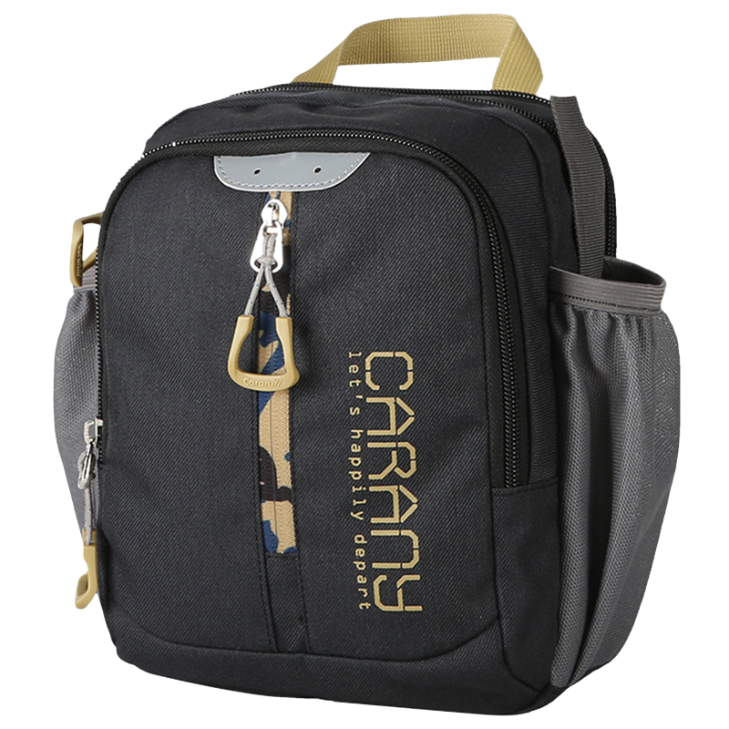 卡拉羊單肩包男士休閑運動包旅游背包豎款迷你斜挎包男包 黑色(非純黑) 大號