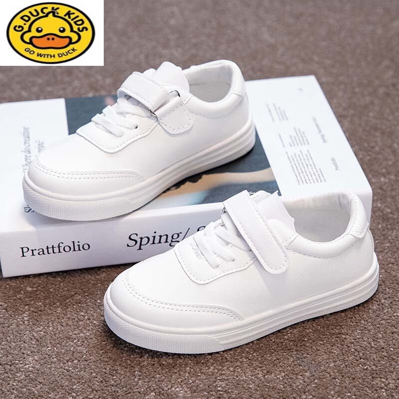 duckkids儿童小白鞋2023秋季新款韩版小学生软底白色板鞋男童女童运动