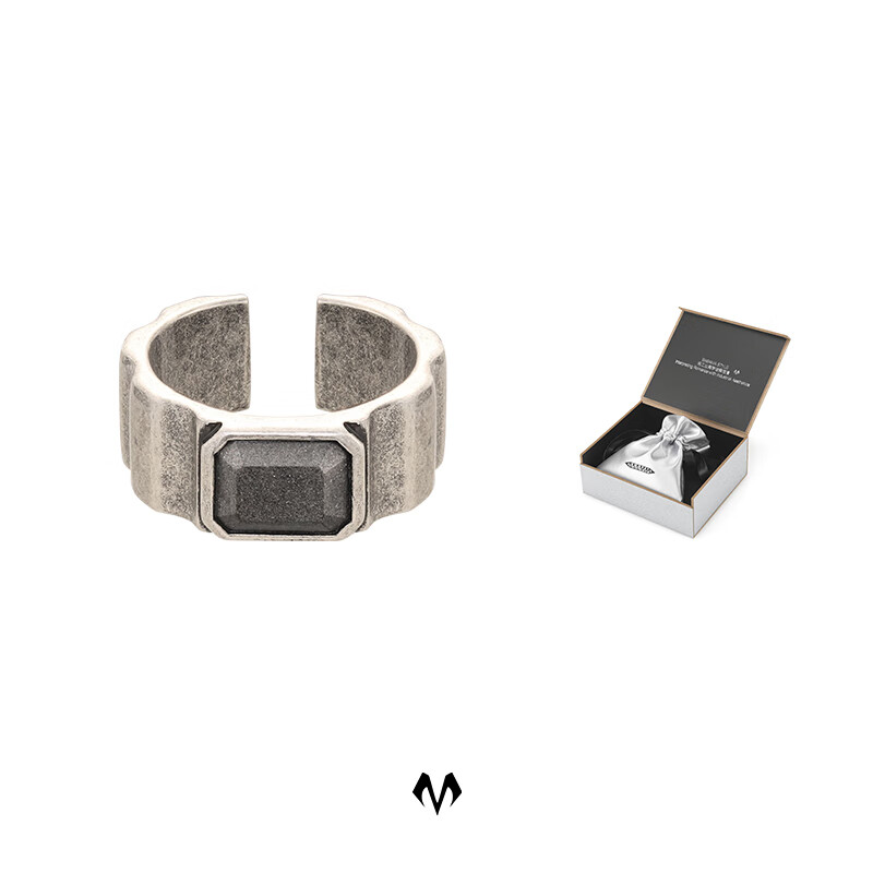 BABAMA【丁禹兮同款】野木齿轮戒指男开口戒女情侣对戒生日礼物 【古银水泥】53mm