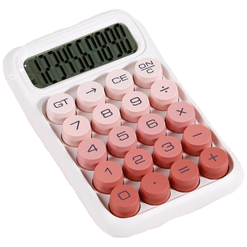 少年伴 计算器 10位数宽屏大屏幕学生四年级桌面计算机办公财务会计/学习用品便携文具 渐变粉色款