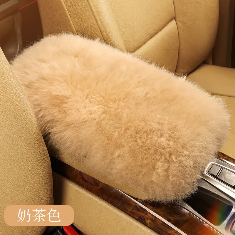 汽车扶手箱垫冬季纯羊毛加厚长毛绒中央扶手箱垫箱套皮毛一体通用 奶茶色，长32*宽24cm 通用怎么看?