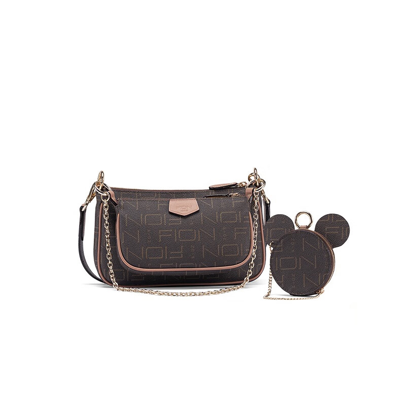 菲安妮fion/三合一包百搭单肩斜挎女包我 啡/驼