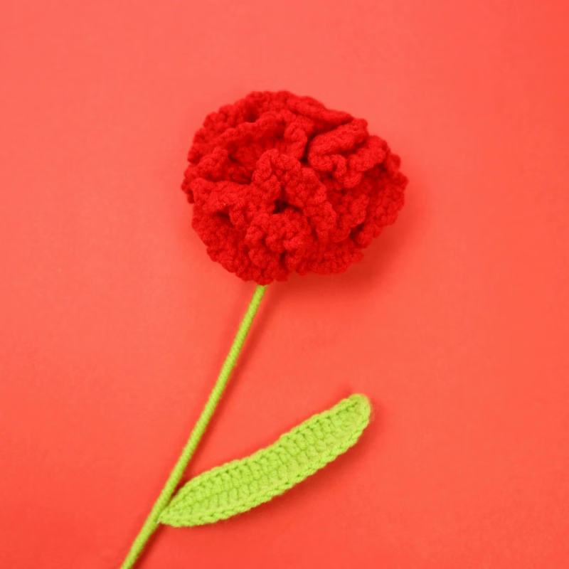 母亲节教师节送长辈仿真花毛线钩织康乃馨单支纯色渐变色手工成品