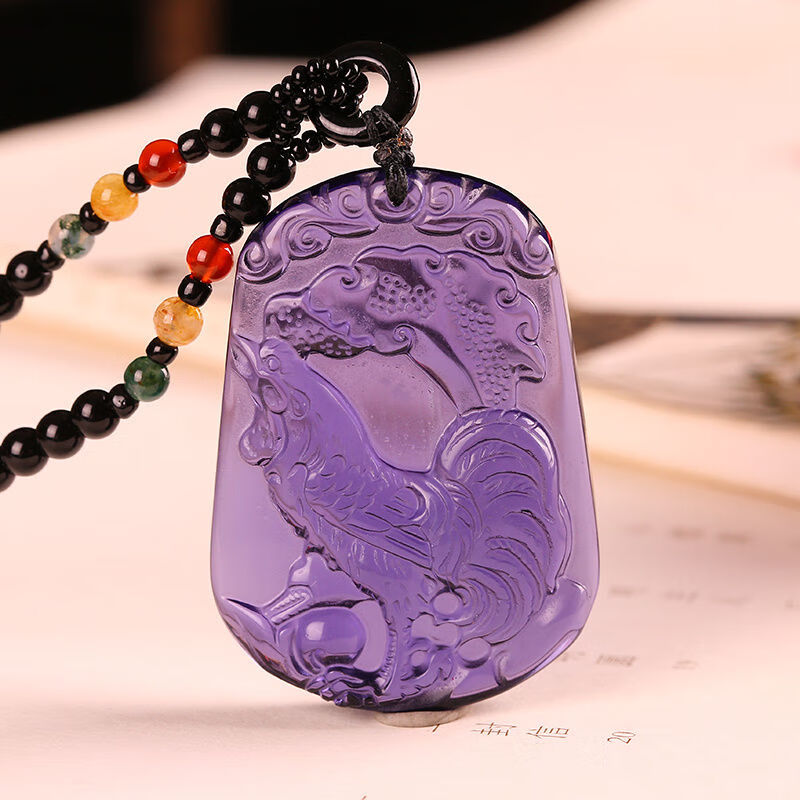 紫水晶十二生肖吊坠 12生肖吉祥物男女款 鸡