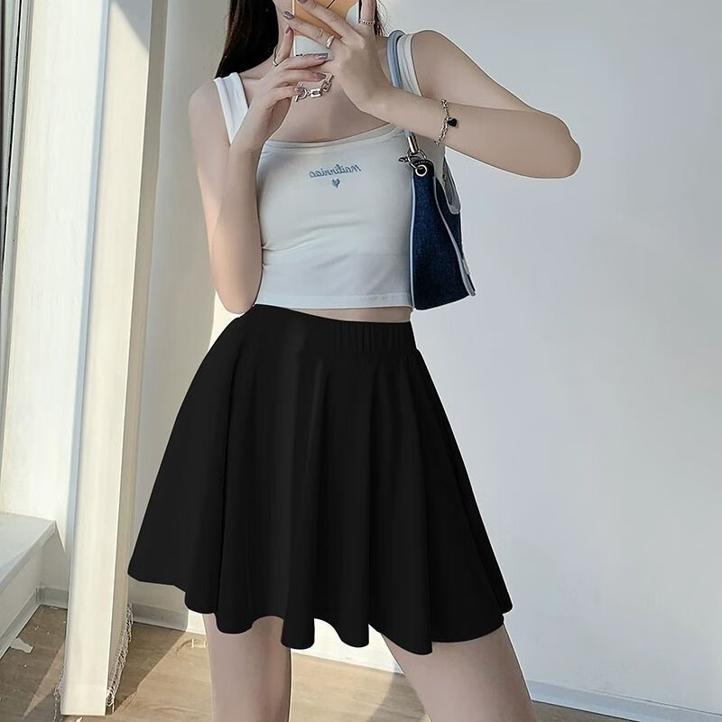 珍妮羊冰丝百褶裙夏季薄款新款运动显瘦高腰防走光a字半身裙jk短裙