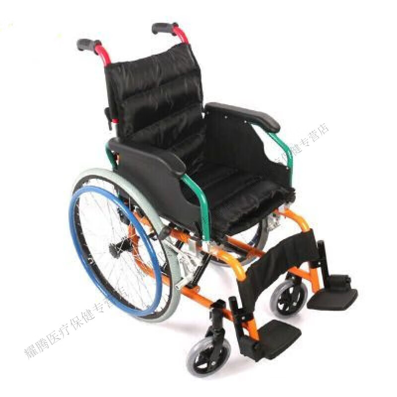 铝合金折叠轻便安全舒适配坐垫残疾受伤儿童手动轮椅代步车 晶伴侣铝合金折叠轻便安全舒适
