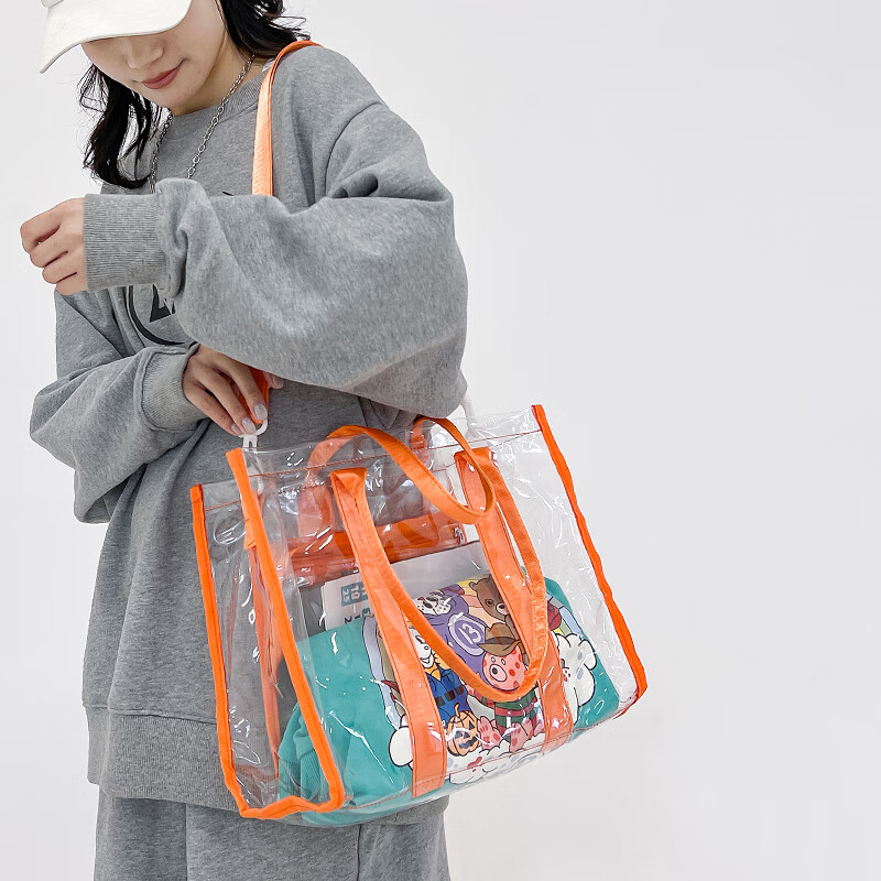 鸥咖诺 韩版透明单肩包男游泳健身瑜伽收纳健身包学生外出大容量斜