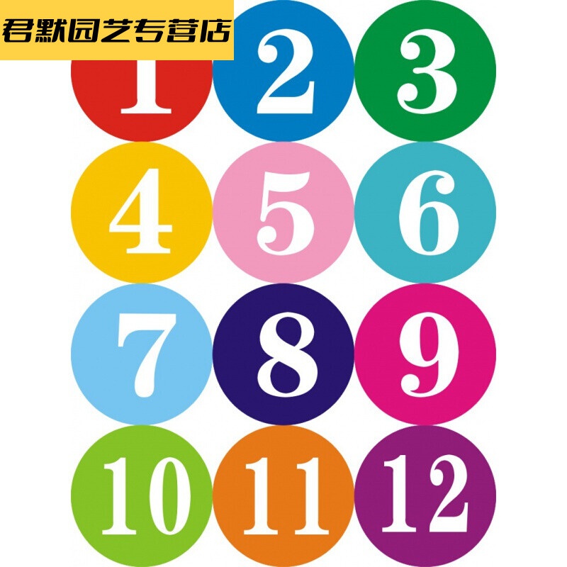 小号圆形彩色数字贴pvc防水号码贴编号贴数字标签贴不干胶序号贴 1cm