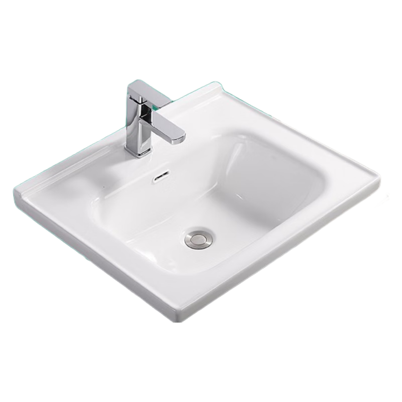 賓勒（BINLE）洗手盆單盆一體陶瓷洗漱臺半嵌入式臺中盆浴室柜50寬臺面洗臉盆池 61*50單盆+水龍頭+全套配件