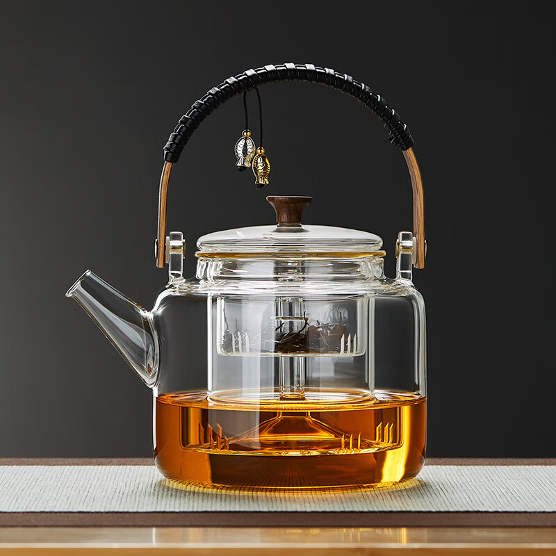 绿昌明玻璃茶壶蒸煮一体茶壶加厚耐热泡茶壶功夫茶具办公居家茶具1000ml