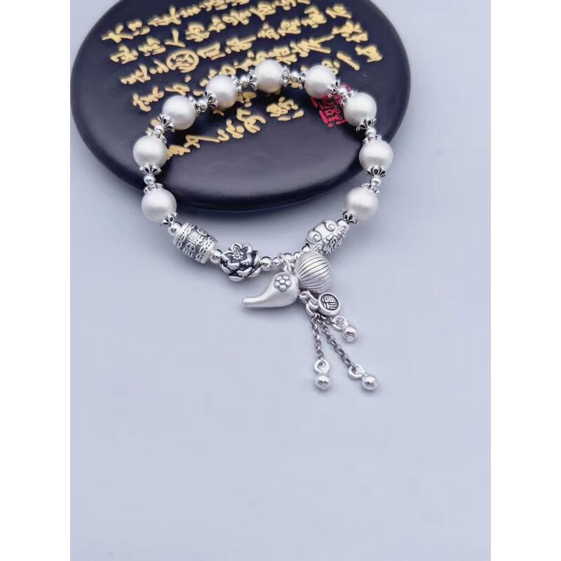 美千禧福牌葫芦银手链女生