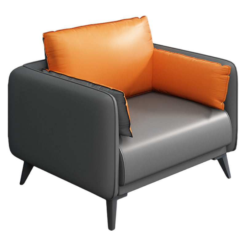 百媛办公沙发现代简约时尚橙色办公室会客商务接待三人位茶几组合 单人位