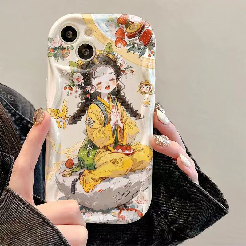 优囹 vivo手机壳透明奶油纹创意卡通佛系女孩许愿少女硅胶软壳女款