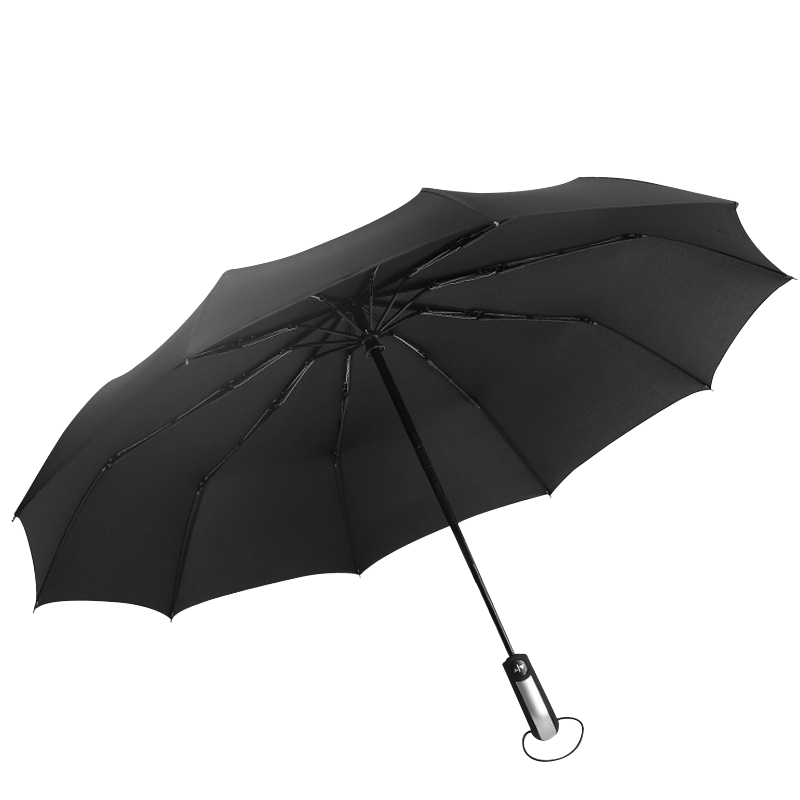 【12骨】全品屋 全自动雨伞男士商务黑胶折叠伞大号男女双人三折自动伞开收晴雨伞两用太阳伞遮阳伞 10骨反向自动伞【安全反光星耀黑】