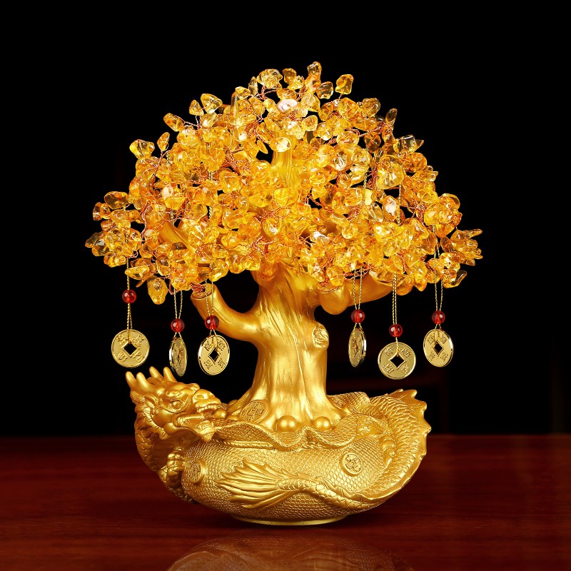 吉善堂摇钱树工艺品招财树发财树摆件家居客厅桌面装饰品开业乔迁礼物