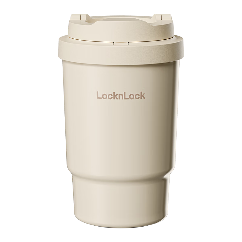 樂扣樂扣（LOCK&LOCK）陶瓷覆層保溫保冷咖啡杯男女學(xué)生高顏值隨行便攜水杯子400ML米色