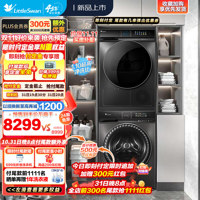 小天鹅（LittleSwan）洗烘套装10公斤滚筒洗衣机热泵烘干机水魔方智投小钢炮【89+89升级】 新款UDC净泡洗188+89属于什么档次？